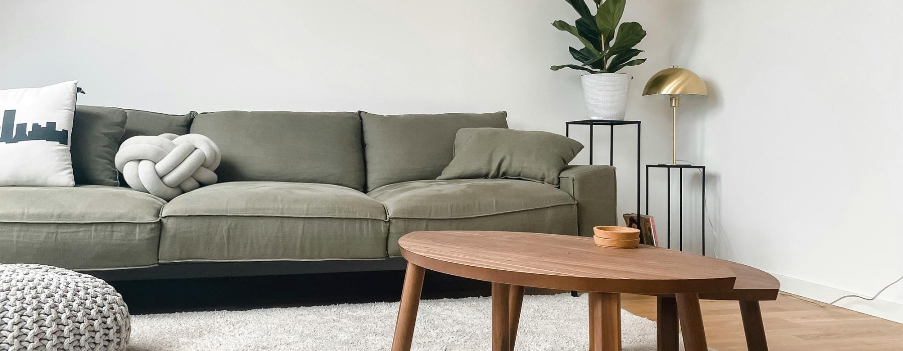 a living room with a couch and a coffee table