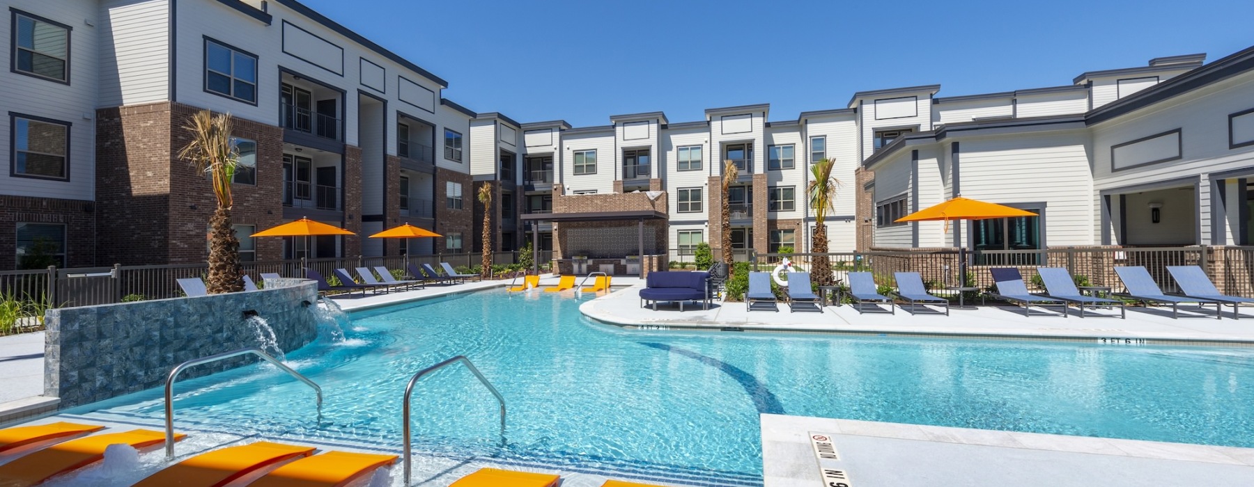 a swimming pool in a resort